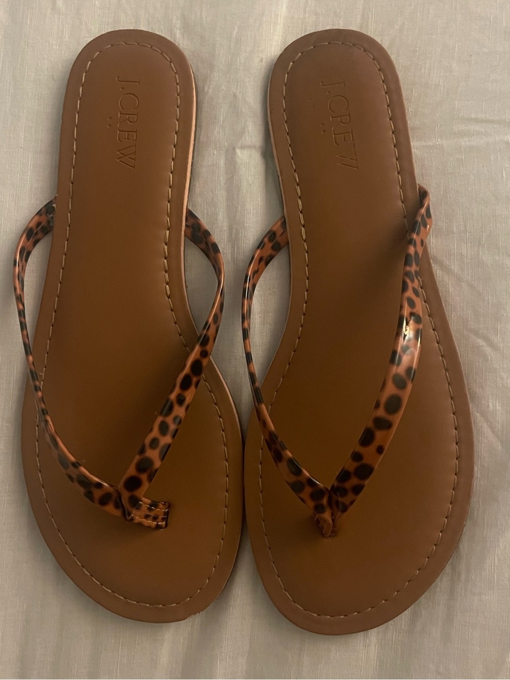 J Crew Tortoise print flip flops size 7